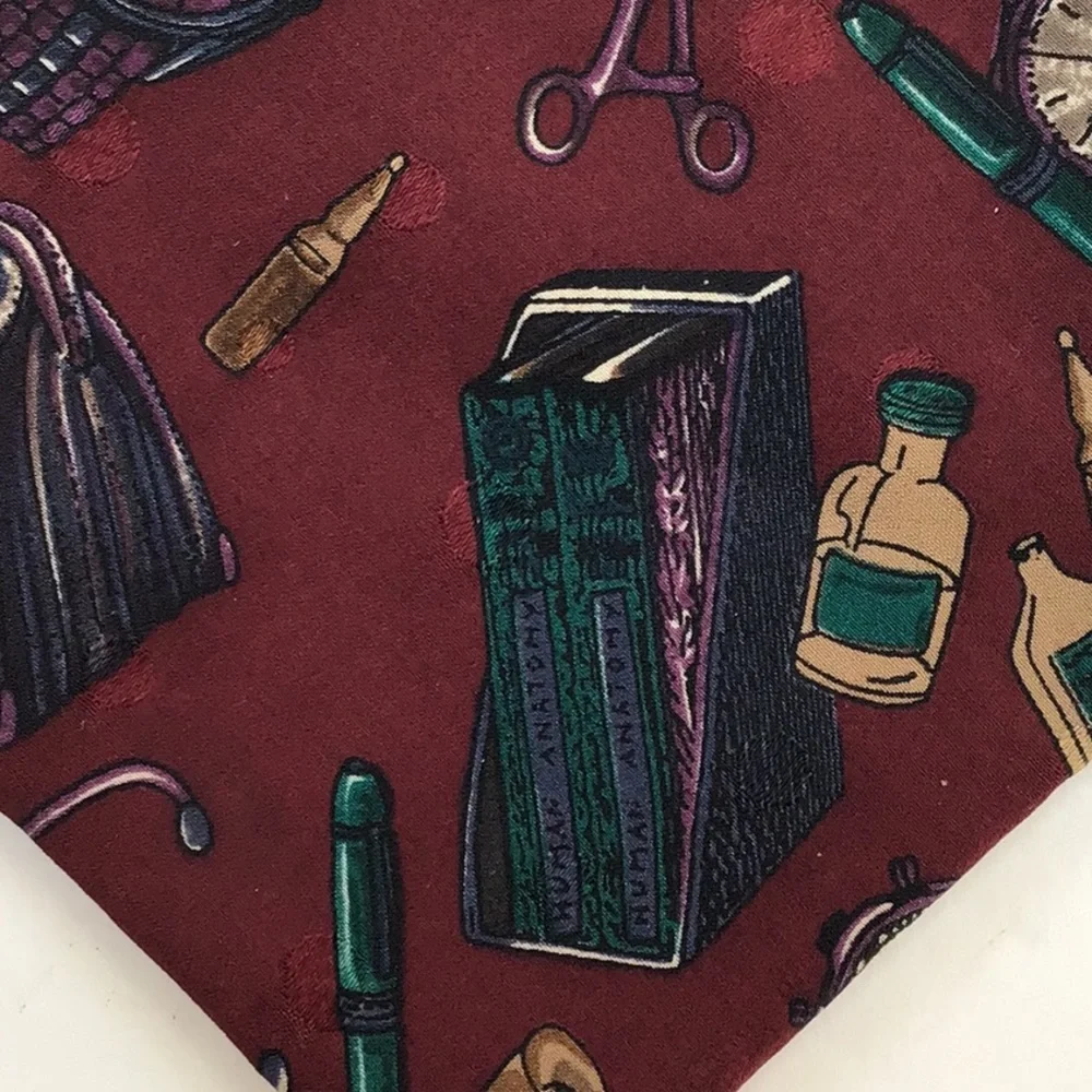 Woodward 100% Italian Silk Medical Physician Surgeon Pharmacist Red Neck Tie - Picture 3 of 13